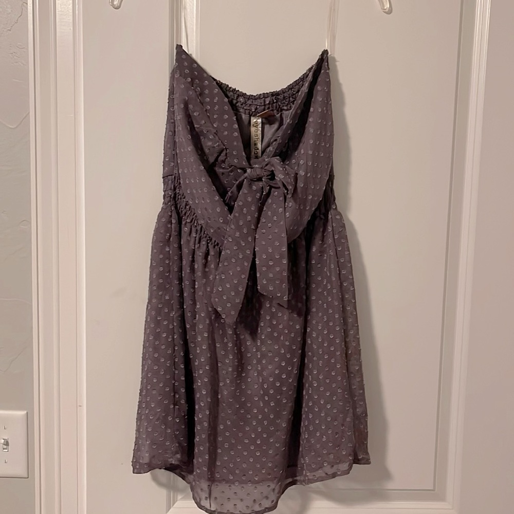 Purple strapless dress